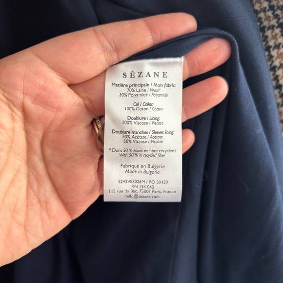 Sezane Will Jacket Navy ochre houndstooth -  Size XL - Picture 4 of 7